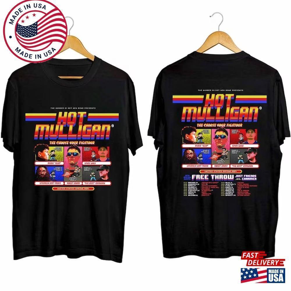 Hot Mulligan Choose Your Fightour  Tour Shirt Band Fan  Unisex 2 Sided
